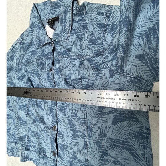 DG2 By Diane Gilman Women Palm Chambray Jacket Plus Size 2X Blue Lightweight New - Picture 6 of 9